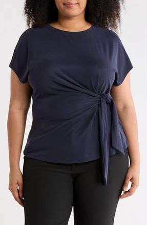 Nordstrom Rack Short Sleeve Tie Detail Top in Navy Night at Nordstrom Rack, Size 2X