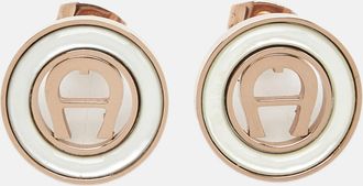 Aigner Logo Composite Rose Gold Tone Earrings