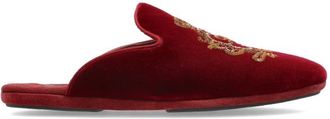 Dolce & Gabbana Velvet Slippers with Embroidery - Heren - Slip ons - Rood - 40 EU - Leer - Schoenen