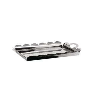 Alessi Recinto Am02 - Vassoio Rettangolare Di Design, Con Bordo Smerlato E Manici In Acciaio Inossidabile