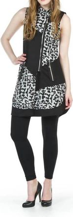 Papillon Zip Up Patchwork Sweater Vest In Black