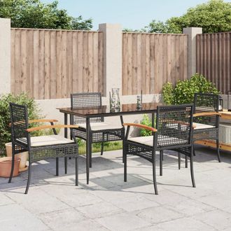 vidaXL Set De Muebles Jard&iacute;n 5 Pzas Con Cojines Rat&aacute;n Sint&eacute;tico Negro Vidaxl