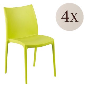 Dmora Silla De Exterior Grover, 4 Sillas Apilables, Hechas En Italia, Soporta 120 Kg, Verde
