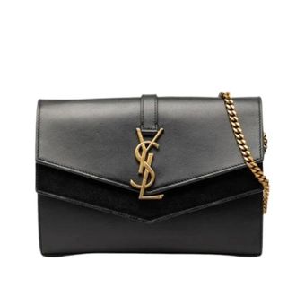 Saint Laurent Pre-owned Cross Body Bags, female, Black, Size: ONE SIZE Pre-owned Chain/Shoulder wallet