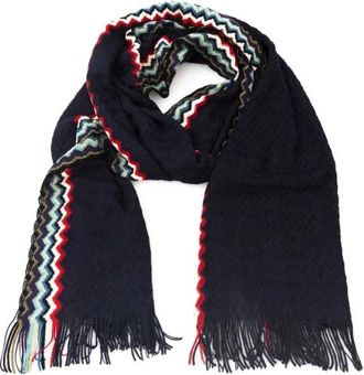 Missoni Winter Scarves, unisex, Black, Size: ONE SIZE Geometric Fringed Scarf