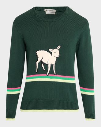 J.W.Anderson Men & apos;s Sheep Graphic Cotton Sweater
