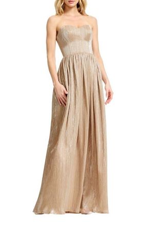 Dress The Population Audrina Strapless Gown in Champagne at Nordstrom, Size X-Small