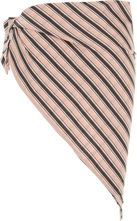 Prada Womens Striped Cotton Sarong Pink Swimwear