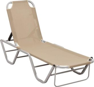 vidaXL Sun Lounger Aluminium and Textilene Cream vidaXL