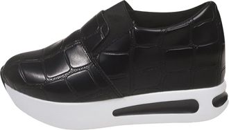 Generic Size 6.5 Women Platform Hidden Heel Wedge Trainers Slip on Shoes Hand-Free Casual Running Shoes Lightweight Non Slip Trainers C1_Black Footwear Gifts