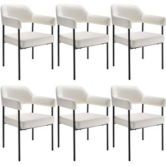 TecTake Armchair Doe Set Of 6 - Woven Fabric Off-White/Black in Off-White | Size: 6 Pack