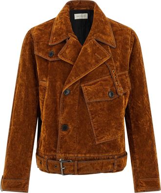 Dries Van Noten Mens Velvet Biker Jacket