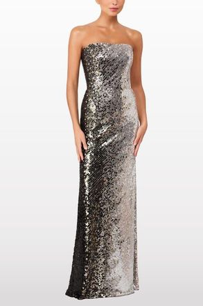 Jenny Packham Caron Sequin-Embellished Strapless Maxi Dress in Liquorice at Nordstrom, Size 10 Uk