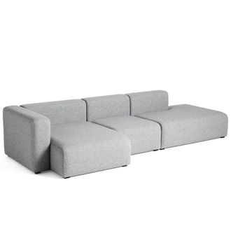 HAY Mags Sofa 3-Sitzer, Kombination 4 / Armlehne links, grau (Hallingdal 130) (EU)