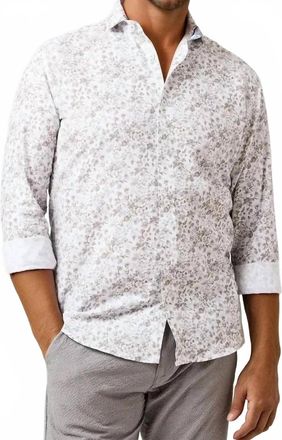 Stone Rose Buonasera Clubhouse Floral Linen Shirt In Beige