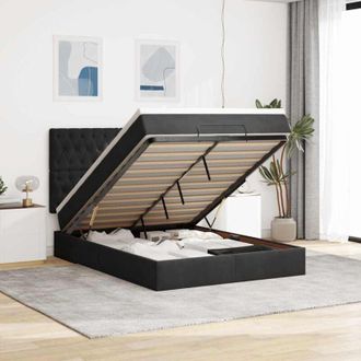 vidaXL Vidaxl - Estructura De Cama Otomana Con Colchones Terciopelo Negro
