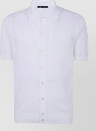 Tagliatore short sleeve shirt sheer fabric ribbed hem