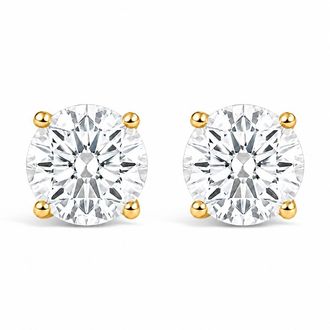 House of Brilliance IGI Certified 14K Gold Extra-Large Round Lab Grown Diamond Solitaire Stud Earrings
