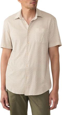 Faherty Hermosa Short Sleeve Button-Up Shirt in Island Sand Fishscale at Nordstrom Rack, Size Xx-Large