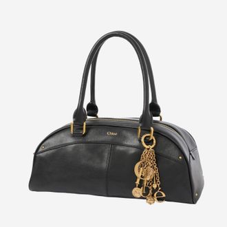 Chlo&eacute; Womens Leather Bowling Bag Black Handbags Hand