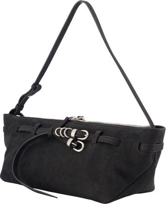 Marge Sherwood Womens Grandma Used Sling Shoulder Bag - Margesherwood Leather Black Cowhide Shoulder-Hobo-Bags