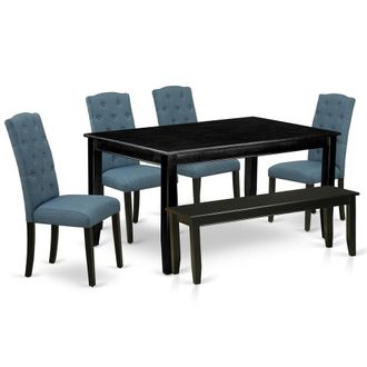 East West Furniture Dining Room Set Black, DUCE6-BLK-21