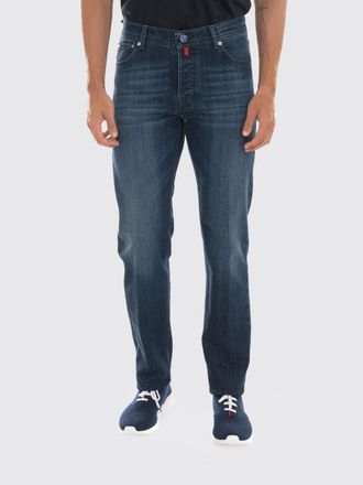 Kiton Jeans slim fit a vita media in denim di cotone stretch
