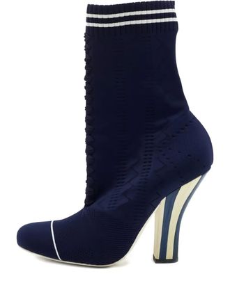 Fendi 115mm Rockoko knitted boots - Blue