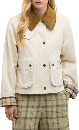 Barbour Beadnell Crop Cotton Jacket in Light Pearl/Dress at Nordstrom, Size 12 Us
