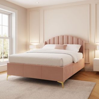 GFW Pettine End Lift Ottoman Storage Bed in Pink | Size: Double