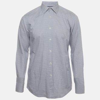 HUGO BOSS Boss By Hugo Boss Blue Geometric Print Cotton Shirt