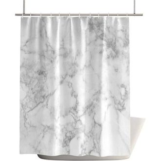 OEM Cortinas De Ducha Impermeables Con Textura De M&aacute;rmol Moderna, Para Ba&ntilde;os, Juego De Cortina De Ducha De Poli&eacute;ster Blanco Simple Y Elegante Con Ganchos 