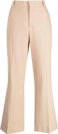 Chlo&eacute; bootcut cropped trousers - women - Virgin Wool/Elastane/Linen/Flax - 38 - Brown