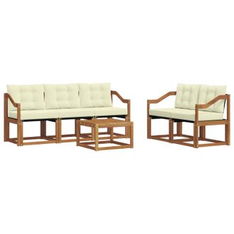 vidaXL Conjunto De Sof&aacute;s De Exterior Con Coj&iacute;n 6 Pcs Natural Y Crema Vidaxl