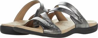 Taos Womens Double U Leather Strap Sandals In Pewter