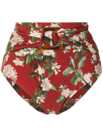 PatBo floral print high-rise bikini bottoms - Red