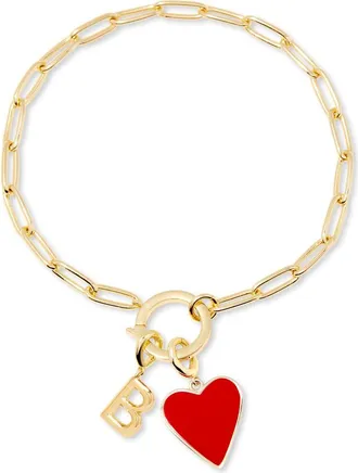 Brook & York Cameron Initial Heart Charm Bracelet in Gold B at Nordstrom