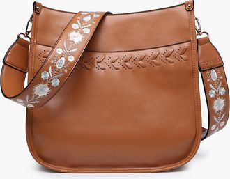 Jen & Co. Womens Pippa Stitch Accent Crossbody Bag In Brown