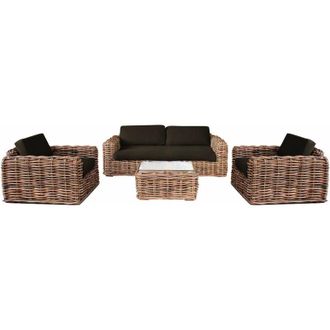 Milani Home Milani Home - roseus - salotto da giardino completo di cuscini intreccio in rattan naturale