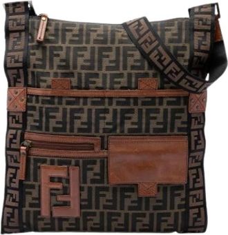 Fendi Pre-owned Canvas Crossbody Bag - Dames - Vintage Schoudertas - Bruin - ONE Size - Leer - Vintage