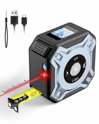 OEM Cinta M&eacute;trica L&aacute;ser 2 En 1, Tel&eacute;metro L&aacute;ser De 40 M Y Cinta M&eacute;trica De 5 M, Medidor L&aacute;ser Recargable Por Usb-c, Pantalla Lcd, M&uacute;ltiples Modos De Medic