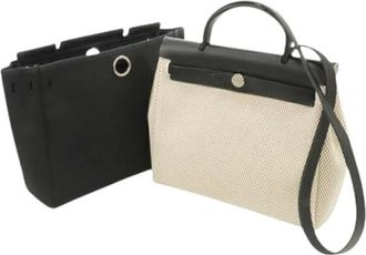 Herm&egrave;s Pre-owned Handbags, female, Beige, Size: ONE SIZE Pre-owned Vintage Canvas Handbag