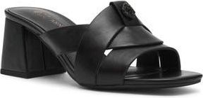 Anne Klein Monda Block Heel Slide Sandal in Black Pu at Nordstrom Rack, Size 6.5