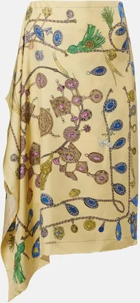 Versace Printed silk twill wrap skirt