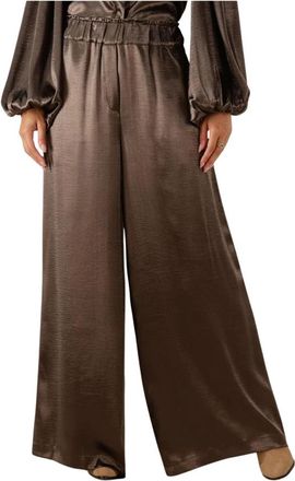 Notre-V Wijde Bruine Polyester Dames Broek - Dames - Wijde Broeken - Bruin - L - Polyester - Broeken