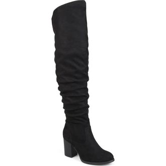 Journee Collection JOURNEE Kaison Ruched Tall Boot in Black at Nordstrom Rack, Size 8.5 Regular Calf