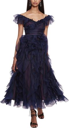Marchesa Matte Organza Midi Dress