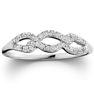 Pompeii3 1/10ct Petite Diamond Infinity Ring 10K White Gold Size Selectable