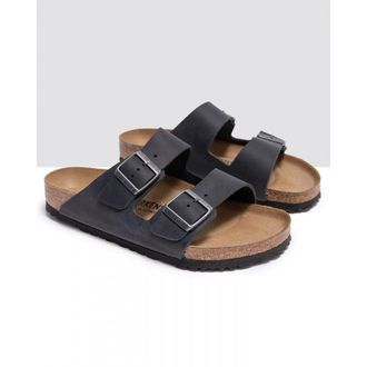 Birkenstock Womens Arizona Oiled Leather Unisex Sandals - Black - Size UK 7.5