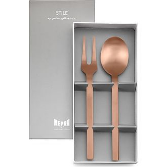 Mepra Stile By Pininfarina Serving Set - 2 Pieces in Ice Bronze at Nordstrom